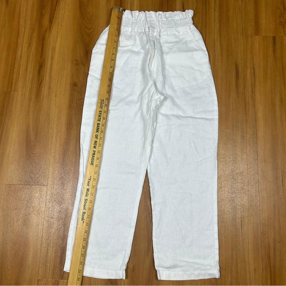 Posse Women’s White 100%Linen Paperbag Waist Wide Leg Pants Size S Summer Casual - Picture 12 of 15